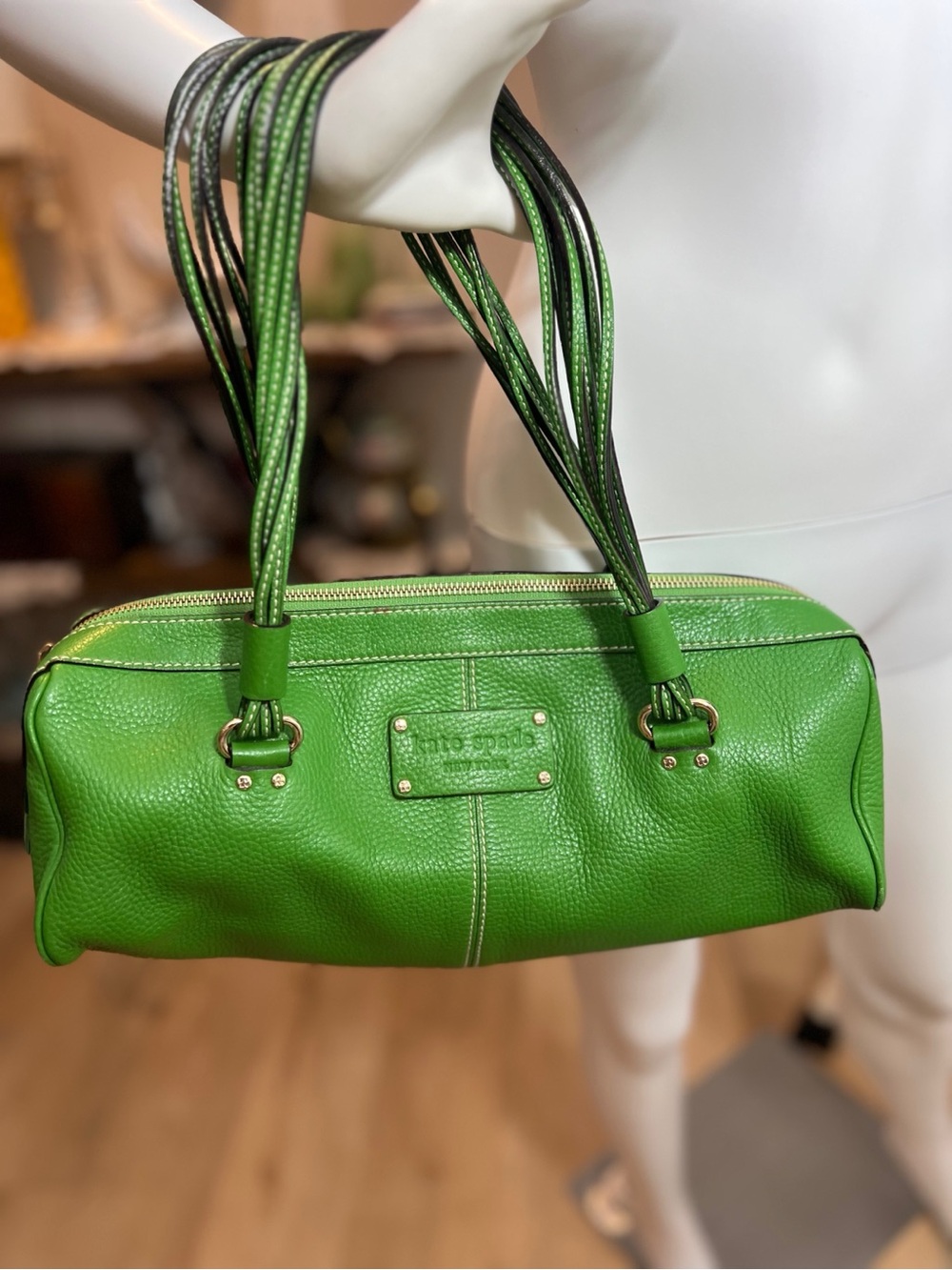 kate spade Bright Green Pebbled Leather Shoulder Bag